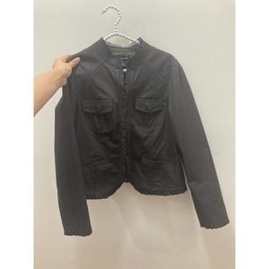 Willi Smith Brown ruffle light jacket size 10 fits medium women’s ruffled blazer